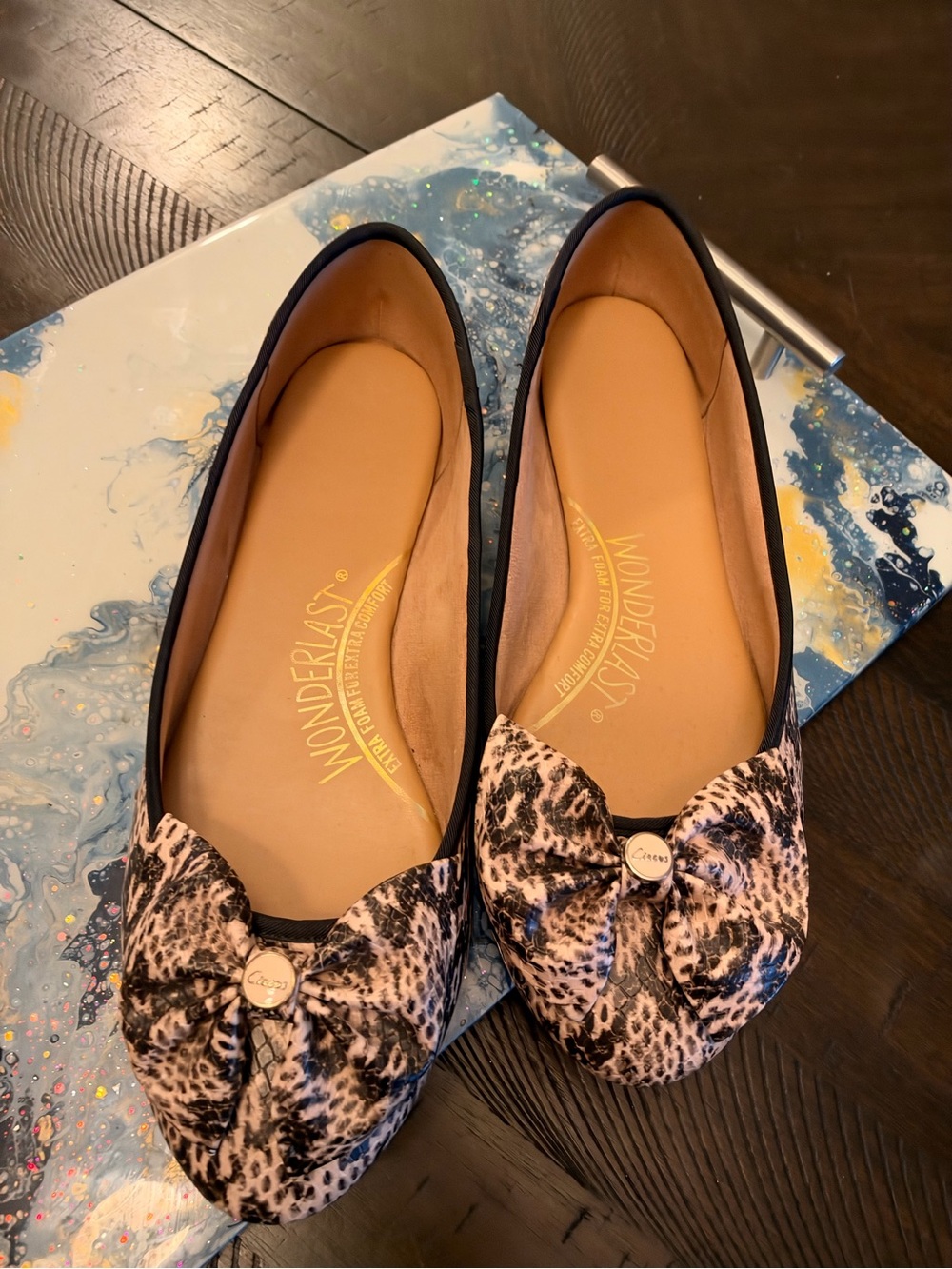 Circus by Sam Edelman Leopard Print Bow Flats in Black and Cream